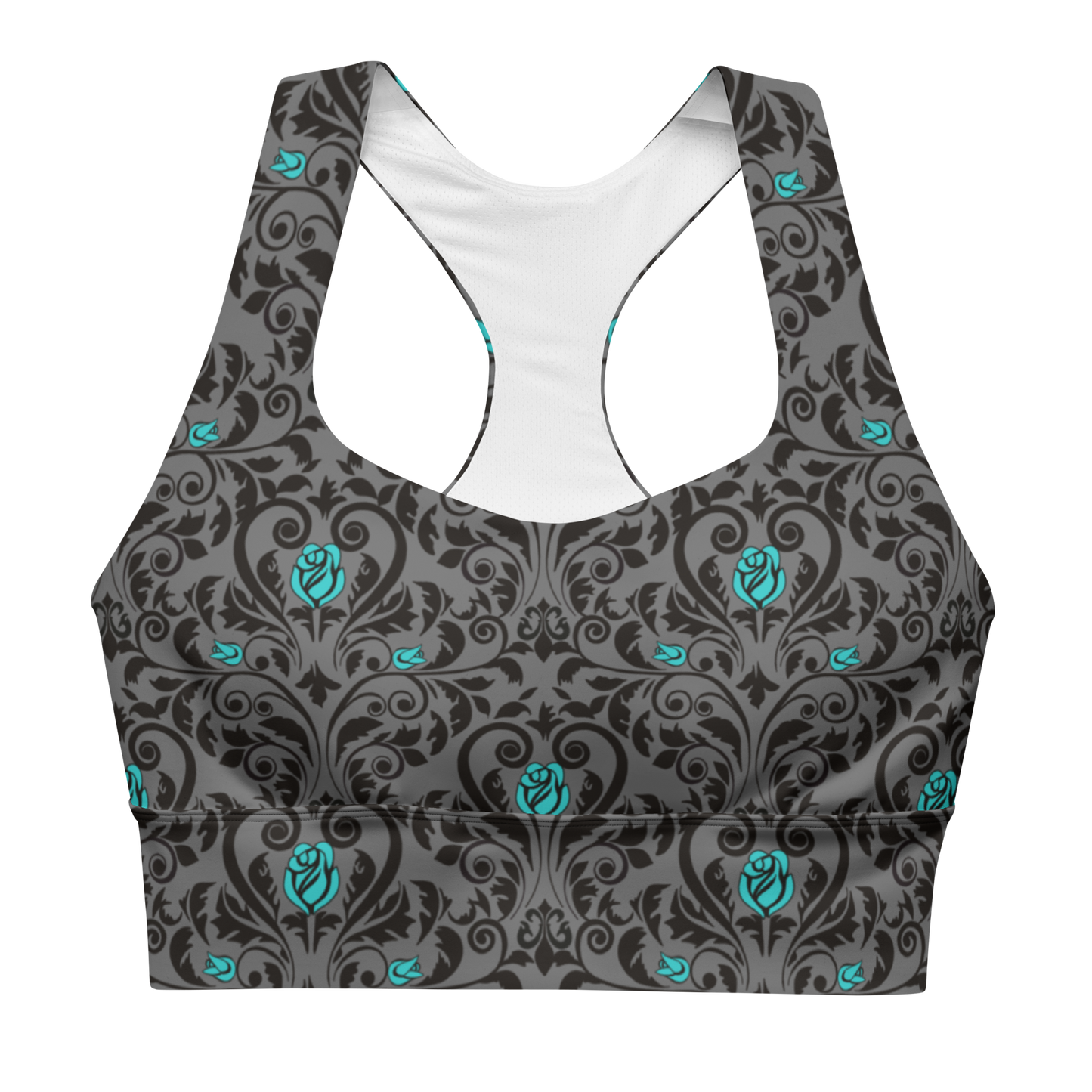 Dark Floral Blue Sports Bra