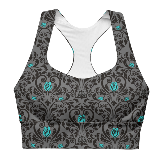 Dark Floral Blue Sports Bra