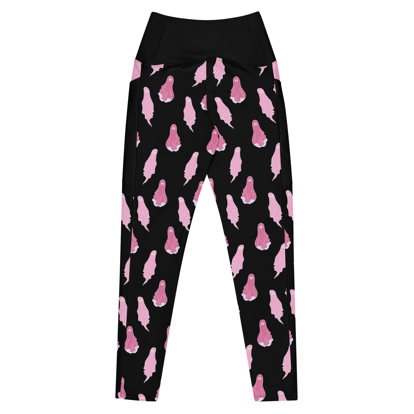 Pink Ghosts Crossover Leggings with Pockets