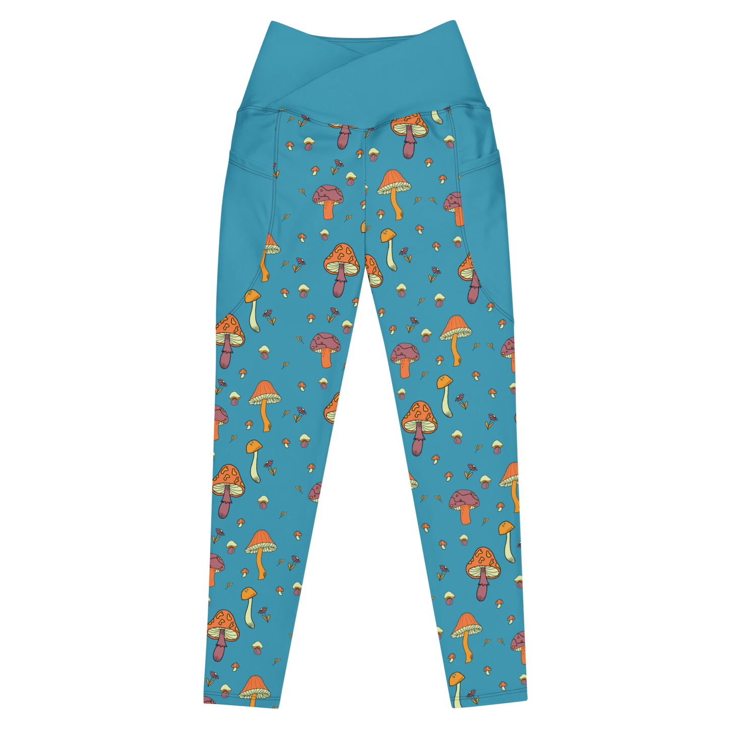 Mushroom Crossover Leggings with Pockets