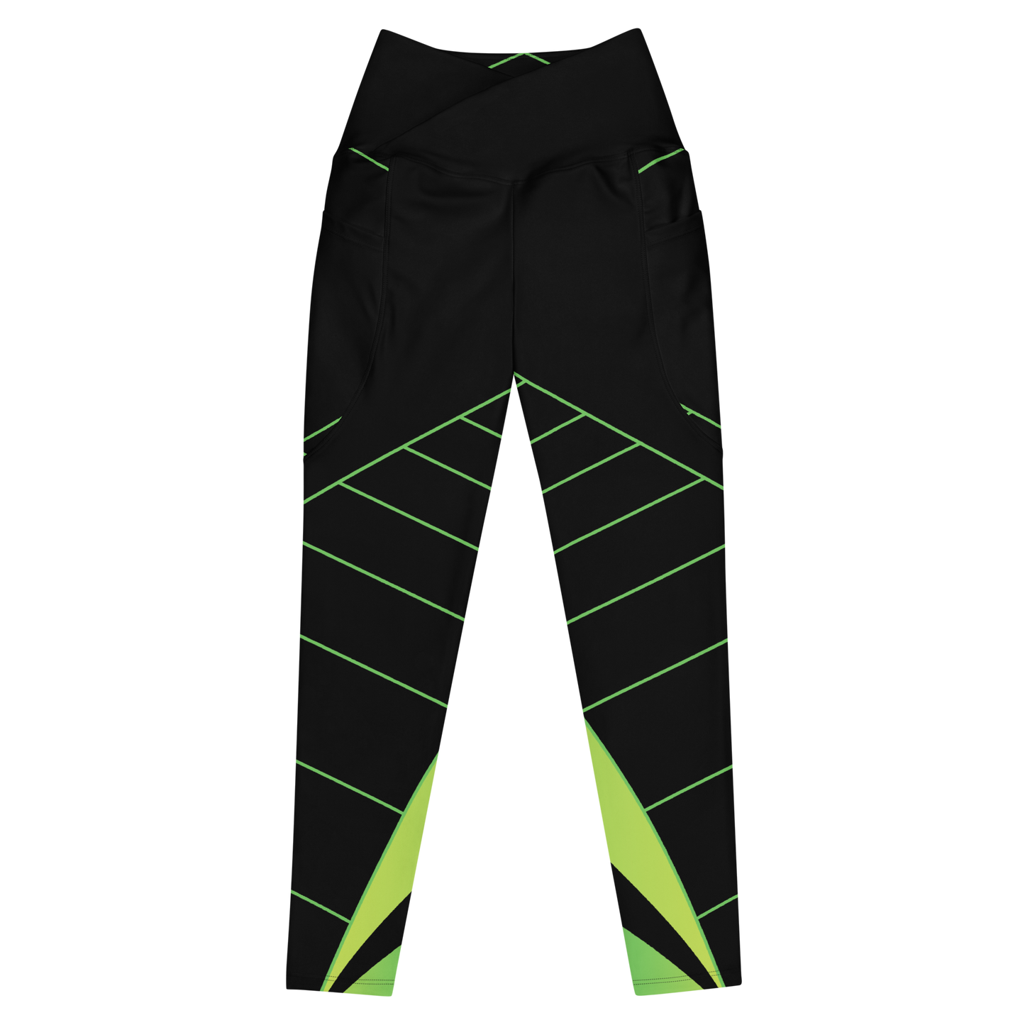 Green Crossover Leggings with Pockets