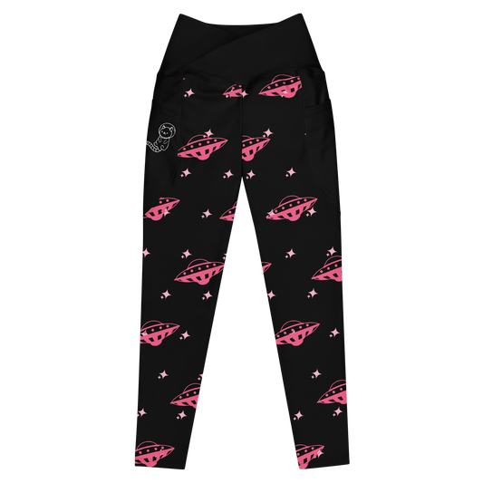 Spaced Out Crossover Leggings with Pockets