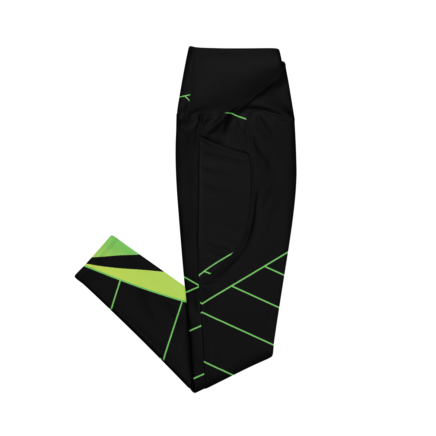 Green Crossover Leggings with Pockets