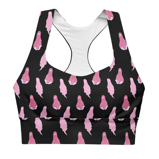 Pink Ghosts Longline Sports Bra