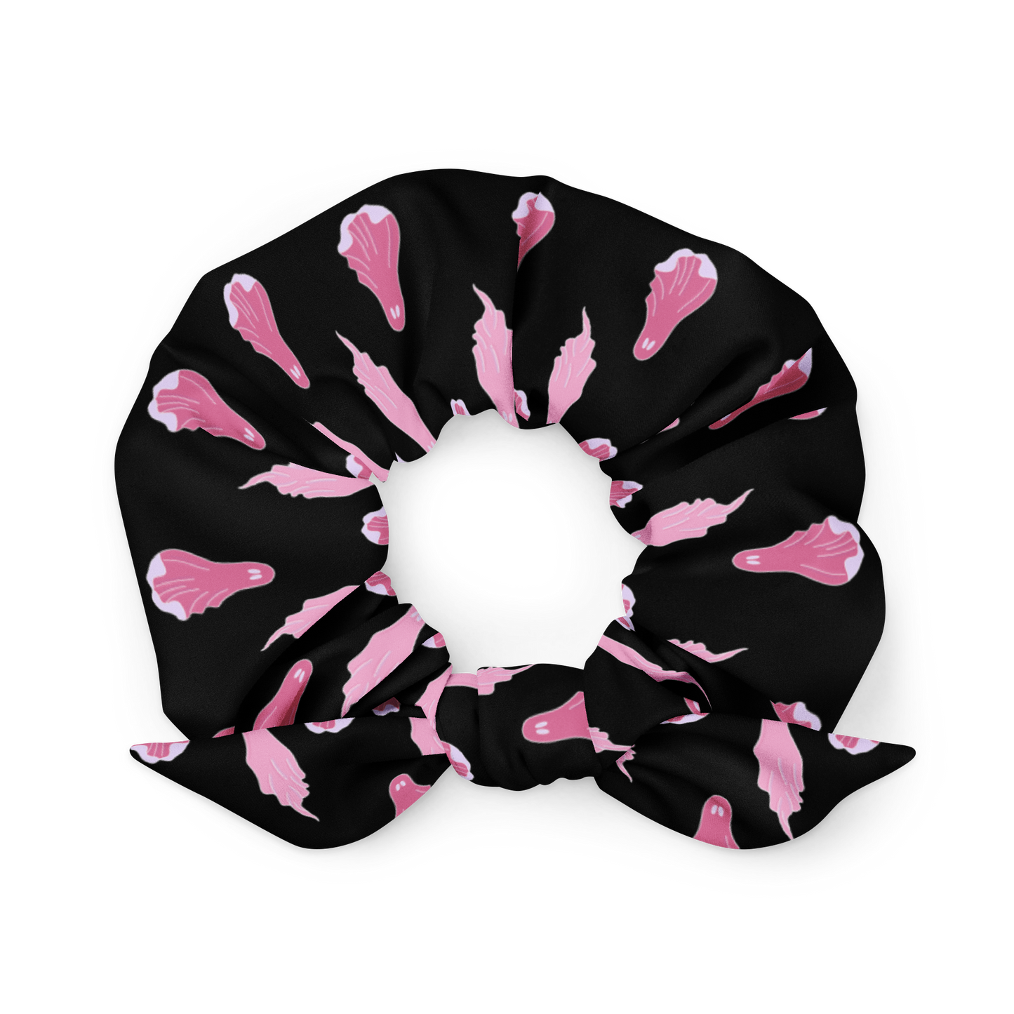 Pink Ghosts Recycled Scrunchie