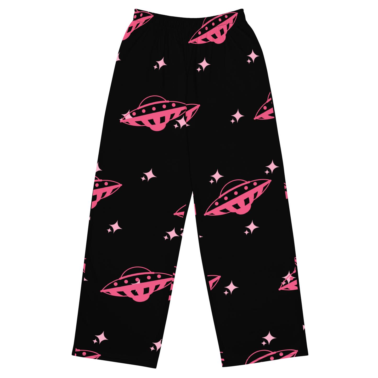 Spaced Out Print Unisex Wide-Leg Pants