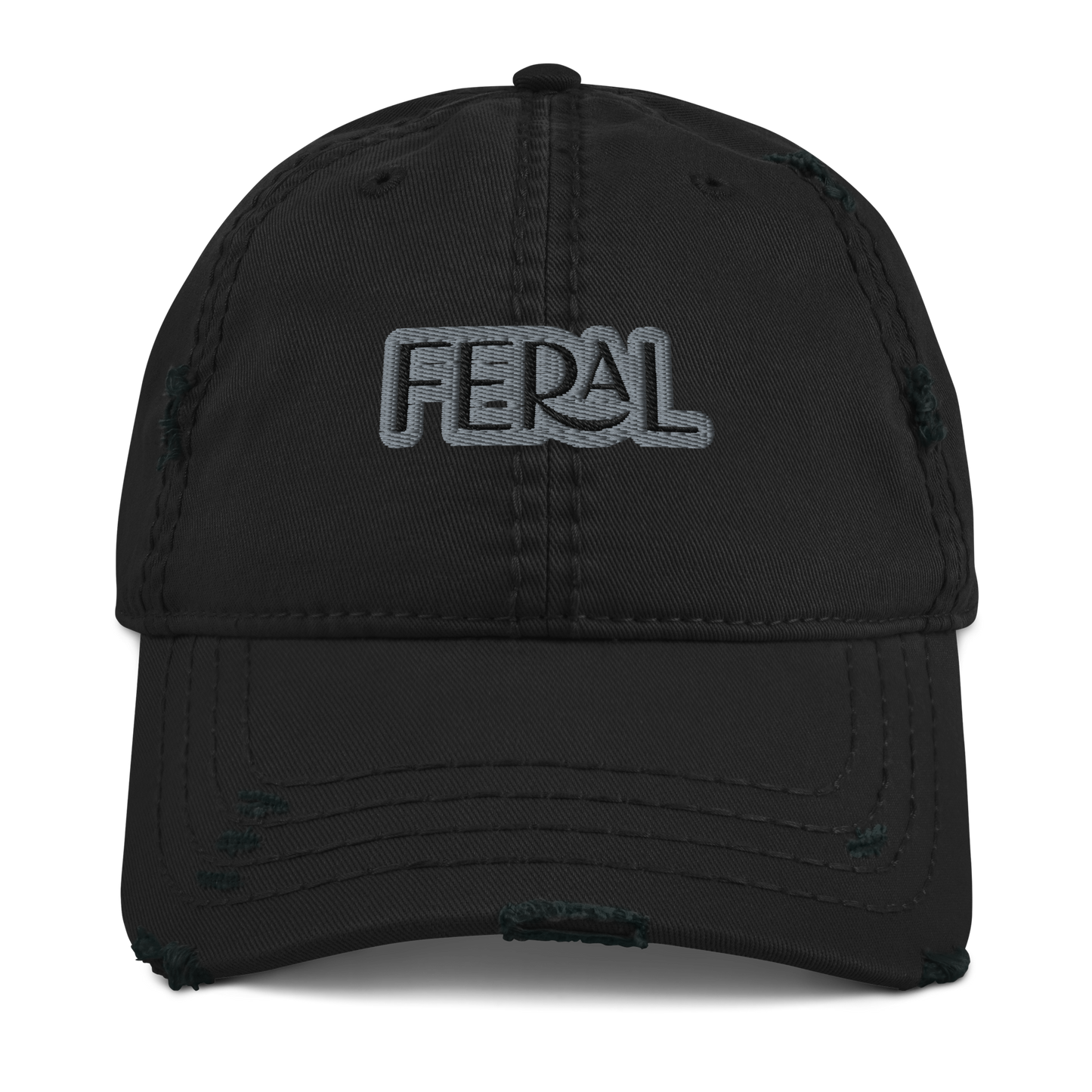 Embroidered Feral Distressed Dad Hat