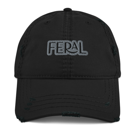 Embroidered Feral Distressed Dad Hat