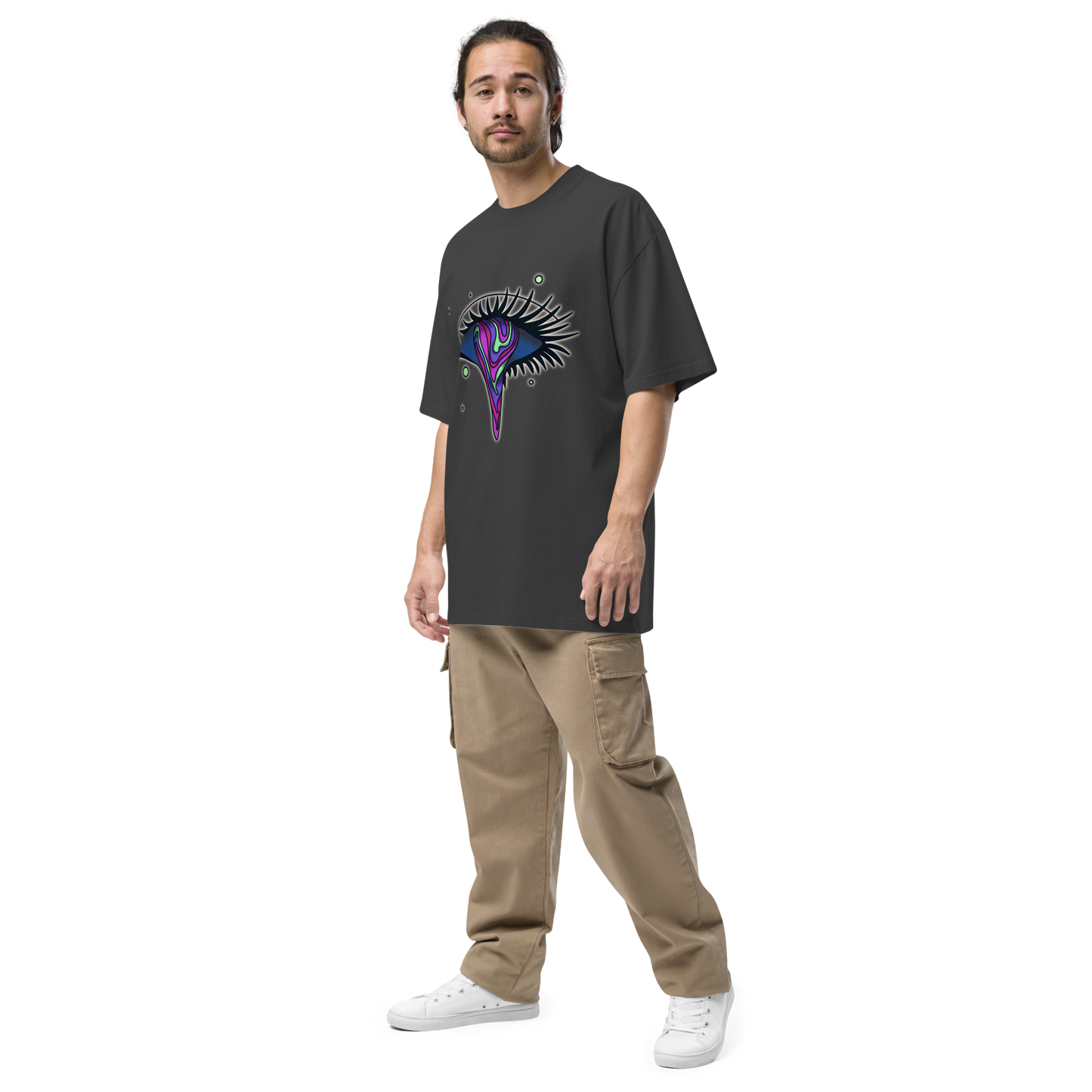 Trippy Dripping Eye Oversized Faded T-Shirt