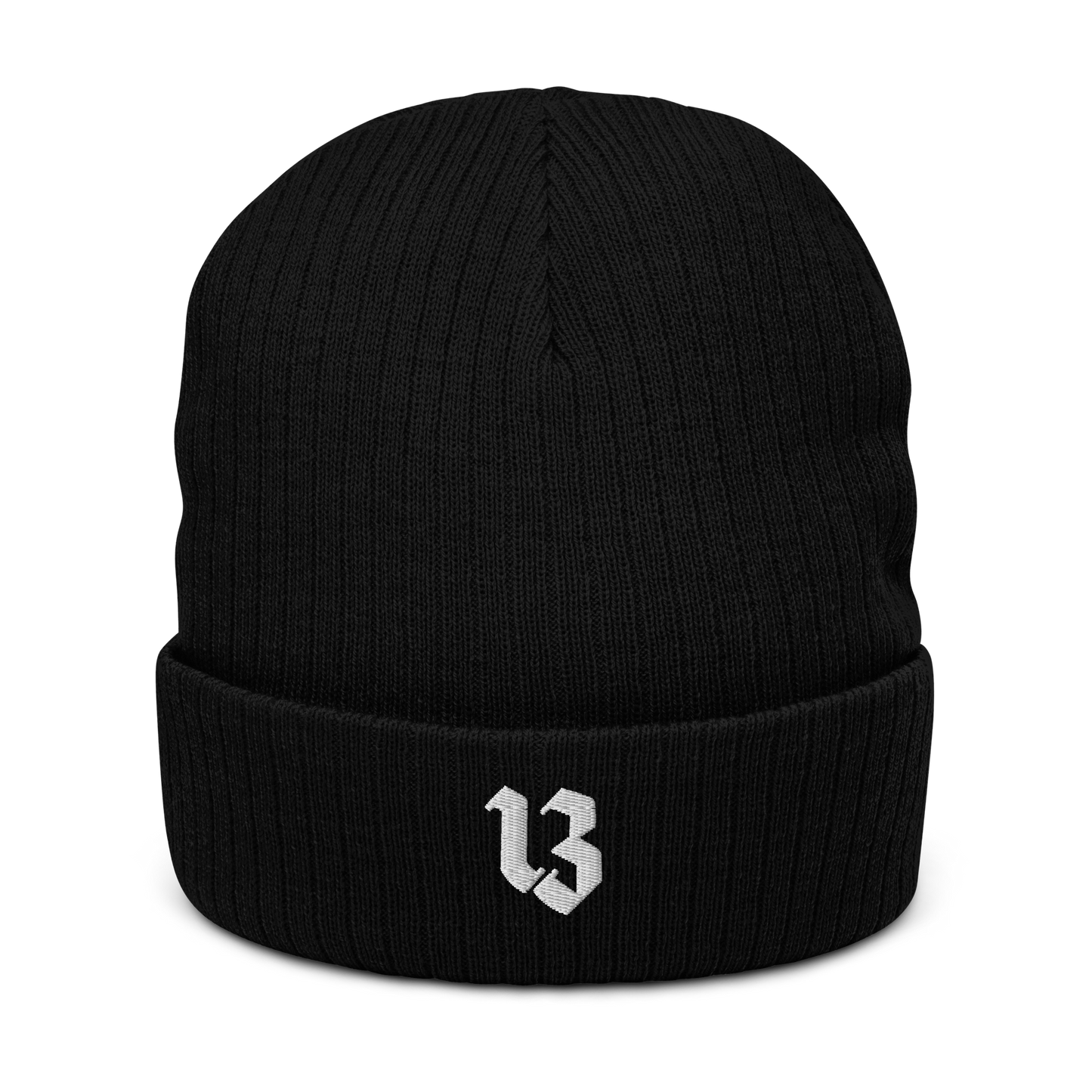 Embroidered Lucky 13 Ribbed Knit Beanie