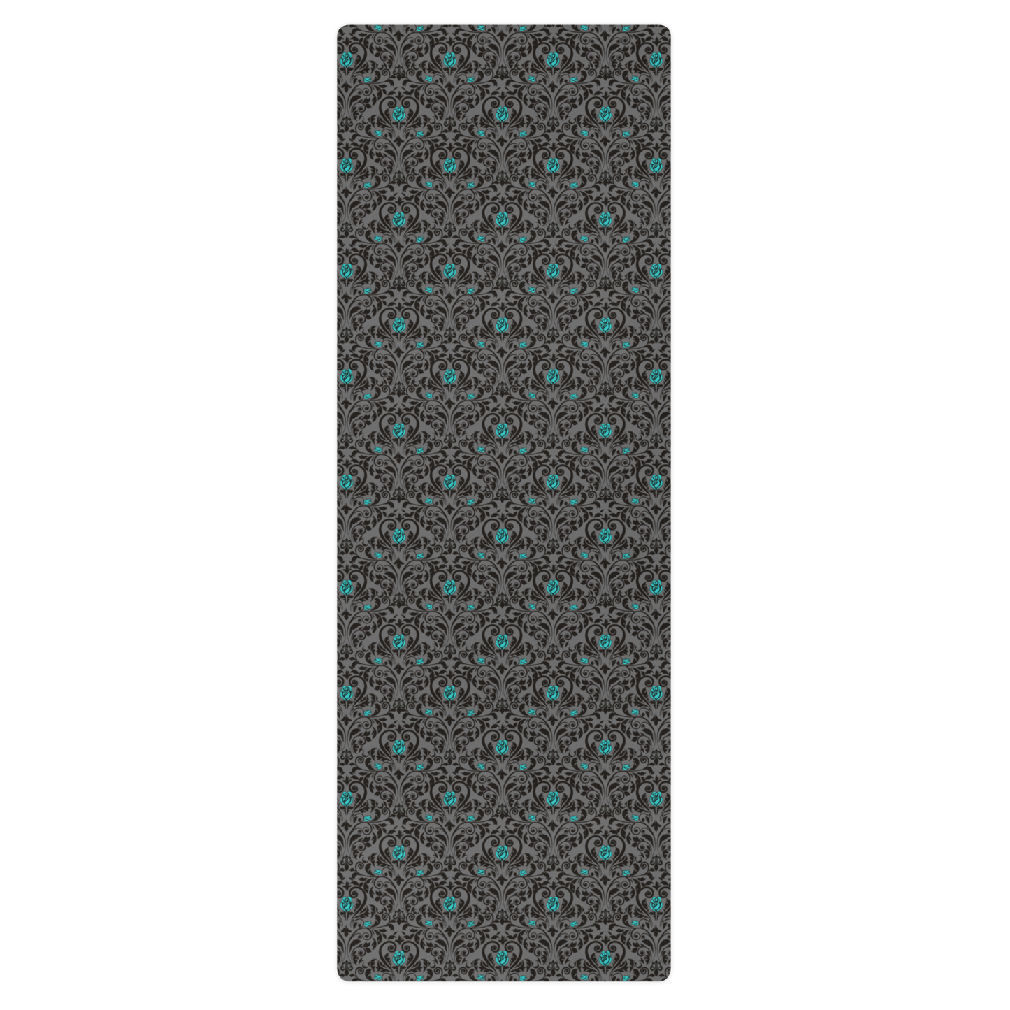 Dark Floral Blue Yoga Mat