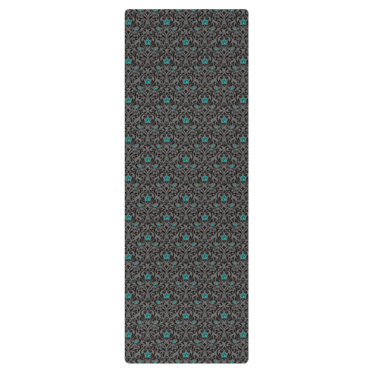 Dark Floral Blue Yoga Mat